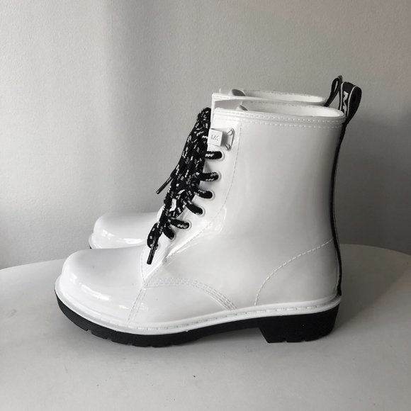 Michael Kors white lace up combat rain boots - Picture 2 of 14